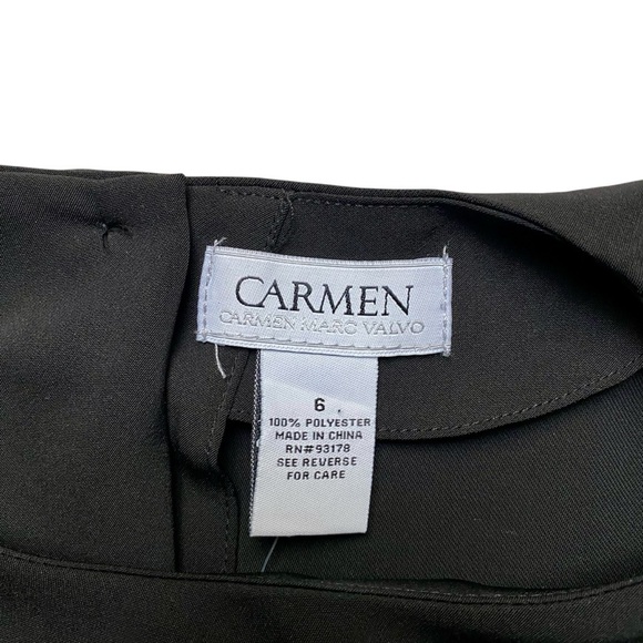 Carmen Marc Valvo Black Ruffle Bell Sleeve Blouse Sz 6 Elegant Statement Top NWT - Picture 13 of 14